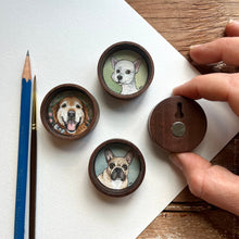 Load image into Gallery viewer, Reserved for Amanda 2 Custom Pet Portrait Miniature Shadowbox Painting, Custom Dog Portrait Painting, Pet Memorial Art Shadow Box Magnet FREE SHIPPING