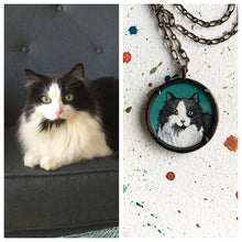 Load image into Gallery viewer, A Custom Pet Portrait Hand Painted Necklace, Original Watercolor Pet Portrait Painting by Heather Kent